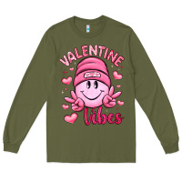 Army Green valentine vibes Long Sleeve Tee - LillyAllenDesigns