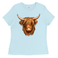 Baby Blue long haired cow Ladies Tee - Jasminsmagicworld