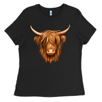 Black long haired cow Ladies Tee - Jasminsmagicworld