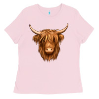 Bubblegum Pink long haired cow Ladies Tee - Jasminsmagicworld