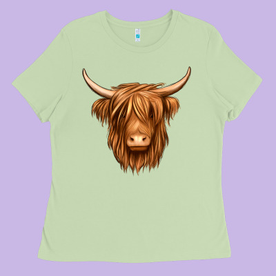 Long Haired Cow Ladies Tee Designed By Jasminsmagicworld