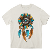 Cream dreamer catcher sunflower Heavy Core Tee - JahusDesignShop