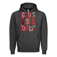 Charcoal Heather Good vibes only Valentine's Day Zipper Hoodie - HowdyJamesFarm