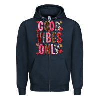 Navy Good vibes only Valentine's Day Zipper Hoodie - HowdyJamesFarm