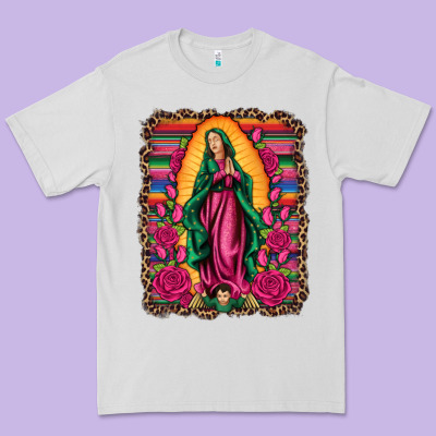 Our Lady Of Guadalupe Serape Background Premium Tee Designed By Artiststas