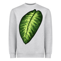 Heather Grey Dumb Cane Leaf Heavyweight Sweatshirt - LillyAllenDesigns