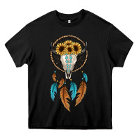 Black dreamer catcher bull skull Heavy Core Tee - JahusDesignShop