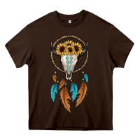 Chocolate Brown dreamer catcher bull skull Heavy Core Tee - JahusDesignShop