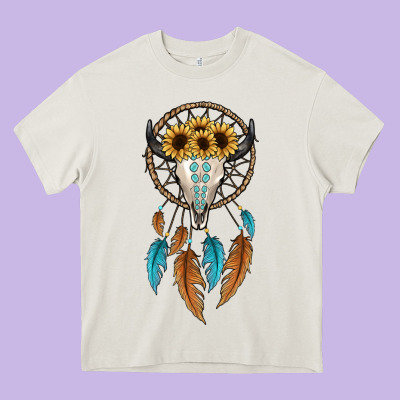 Dreamer Catcher Bull Skull Heavy Core Tee Designed By Jahusdesignshop