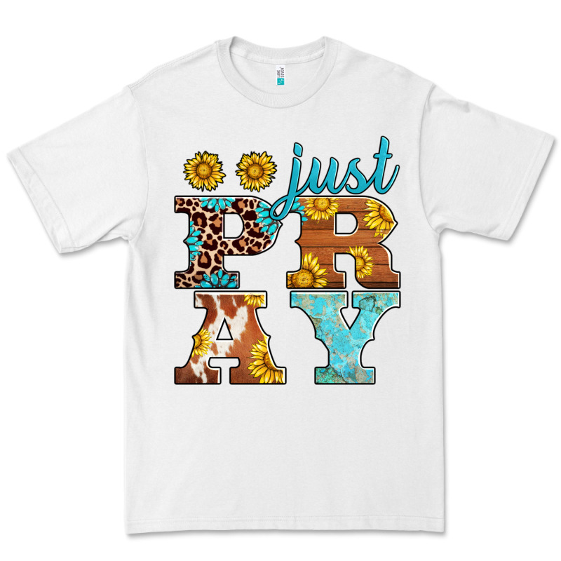 Just Pray Western Sunflowers Premium Tee by AdoDesignShop | Teevron