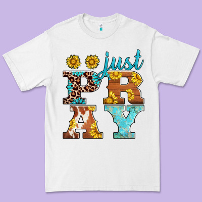 Just Pray Western Sunflowers Premium Tee Designed By Adodesignshop