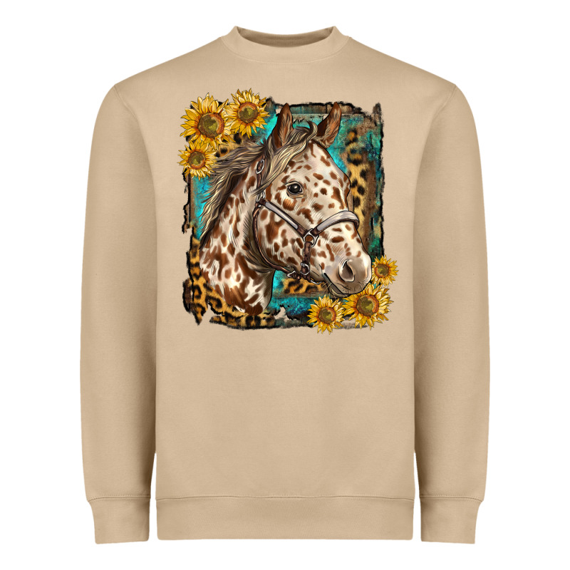 Appaloosa Horse With Sunflowers And Western Background Heavyweight Sweatshirt by LillyAllenDesigns | Teevron