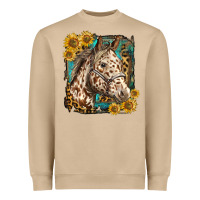 Mushroom appaloosa horse with sunflowers and western background Heavyweight Sweatshirt - LillyAllenDesigns
