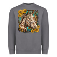 Storm appaloosa horse with sunflowers and western background Heavyweight Sweatshirt - LillyAllenDesigns