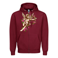Burgundy Cupid with rose Valentine's Day Zipper Hoodie - HowdyJamesFarm