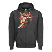 Charcoal Heather Cupid with rose Valentine's Day Zipper Hoodie - HowdyJamesFarm