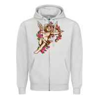 Dove Grey Cupid with rose Valentine's Day Zipper Hoodie - HowdyJamesFarm