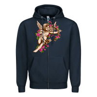 Navy Cupid with rose Valentine's Day Zipper Hoodie - HowdyJamesFarm