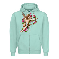 Seafoam Cupid with rose Valentine's Day Zipper Hoodie - HowdyJamesFarm