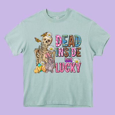 Easter Dead Inside But Lucky  With Skeleton Heavy Core Tee Designed By Adodesignshop