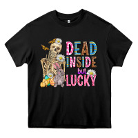 Black easter dead inside but lucky  with skeleton Heavy Core Tee - AdoDesignShop