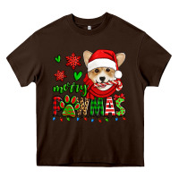 Chocolate Brown merry pawmas christmas corgi Heavy Core Tee - Jasminsmagicworld