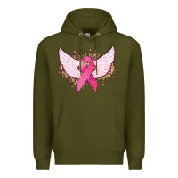 Army Green Cancer ribbon angel wings Cancer Awareness Premium Hoodie - HowdyJamesFarm