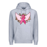 Heather Grey Cancer ribbon angel wings Cancer Awareness Premium Hoodie - HowdyJamesFarm