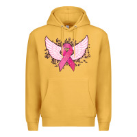 Mustard Cancer ribbon angel wings Cancer Awareness Premium Hoodie - HowdyJamesFarm