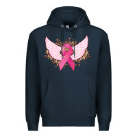 Navy Cancer ribbon angel wings Cancer Awareness Premium Hoodie - HowdyJamesFarm