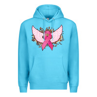 Ocean Blue Cancer ribbon angel wings Cancer Awareness Premium Hoodie - HowdyJamesFarm