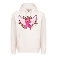 Pale Pink Cancer ribbon angel wings Cancer Awareness Premium Hoodie - HowdyJamesFarm