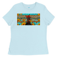 Baby Blue doberman with sunflowers license plate Ladies Tee - Artiststas