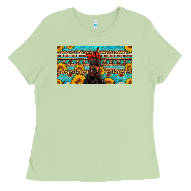 Doberman With Sunflowers License Plate Ladies Tee by Artiststas | Teevron