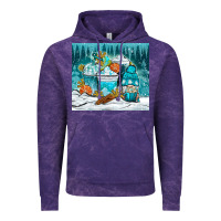 Cloud Purple winter coffee cups with gnome Vintage Hoodie - NancyCooperArtShop