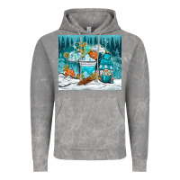 Cloud Rock winter coffee cups with gnome Vintage Hoodie - NancyCooperArtShop