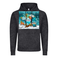 Vintage Arctic winter coffee cups with gnome Vintage Hoodie - NancyCooperArtShop