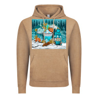 Vintage Coffee winter coffee cups with gnome Vintage Hoodie - NancyCooperArtShop
