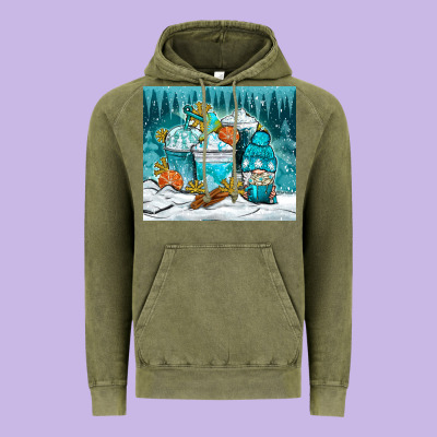 Winter Coffee Cups With Gnome Vintage Hoodie Designed By Nancycooperartshop