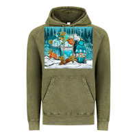 Vintage Olive winter coffee cups with gnome Vintage Hoodie - NancyCooperArtShop
