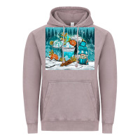 Vintage Zinc winter coffee cups with gnome Vintage Hoodie - NancyCooperArtShop