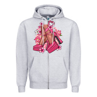 Heather Grey Cancer high heels Cancer Awareness Zipper Hoodie - HowdyJamesFarm