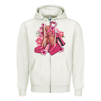Oatmeal Heather Cancer high heels Cancer Awareness Zipper Hoodie - HowdyJamesFarm