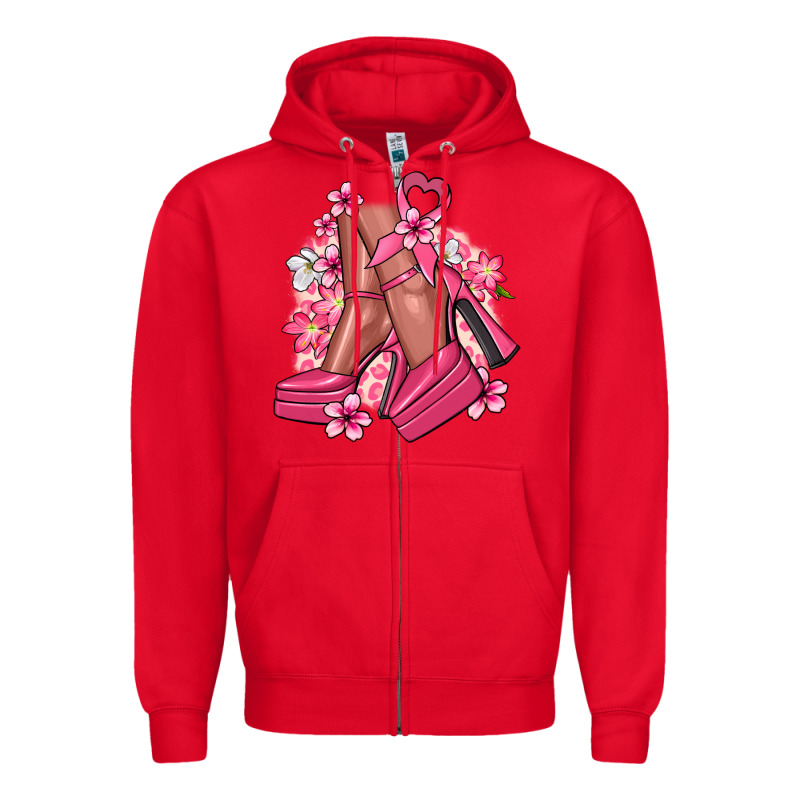 Cancer High Heels Cancer Awareness Zipper Hoodie by HowdyJamesFarm | Teevron