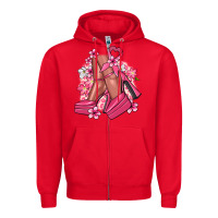 Red Cancer high heels Cancer Awareness Zipper Hoodie - HowdyJamesFarm