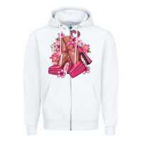 White Cancer high heels Cancer Awareness Zipper Hoodie - HowdyJamesFarm