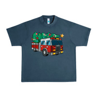 Midnight Navy christmas fire truck Urban Heavy Tee - MaliasSmallBusiness