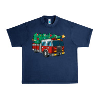 Navy christmas fire truck Urban Heavy Tee - MaliasSmallBusiness