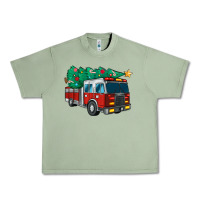 Oil Green christmas fire truck Urban Heavy Tee - MaliasSmallBusiness