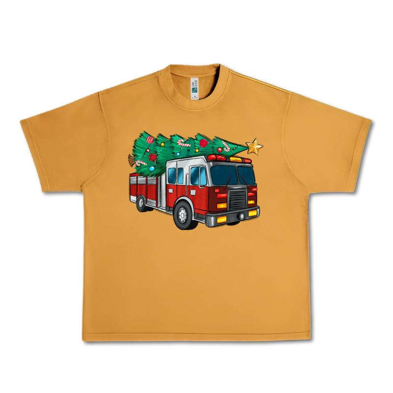 Christmas Fire Truck Urban Heavy Tee by MaliasSmallBusiness | Teevron